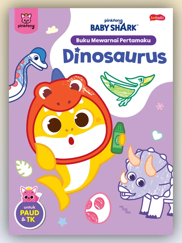 Sampul Pinkfong Baby Shark Buku Mewarnai Pertamaku - Dinosaurus
