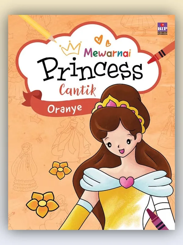 Sampul Mewarnai Princess Cantik: Oranye