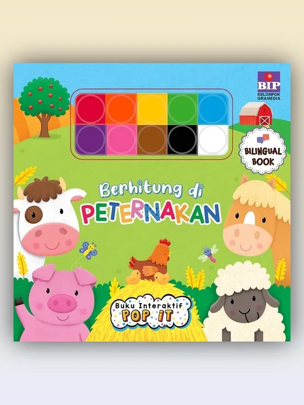 Sampul Buku Interaktif Pop It Berhitung di Peternakan