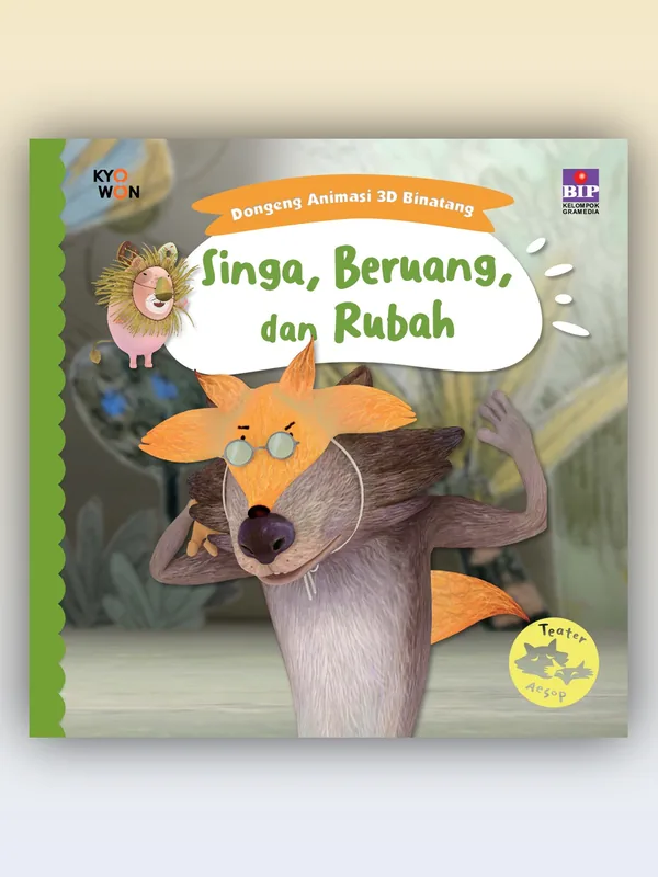 Sampul Seri Dongeng Animasi 3D Binatang: Singa, Beruang, dan Rubah