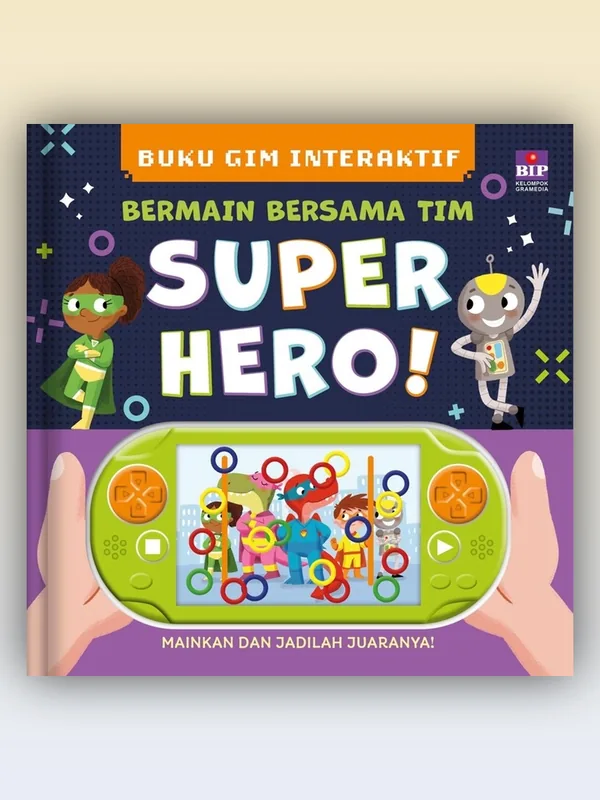 Sampul Buku Interaktif Gim: Bermain Bersama Tim Superhero!