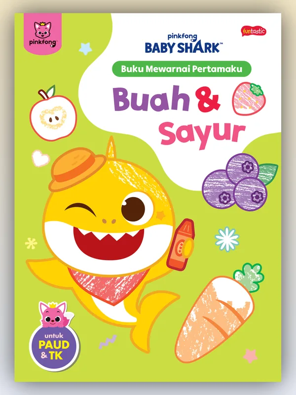 Sampul Pinkfong Baby Shark Buku Mewarnai Pertamaku - Buah & Sayur
