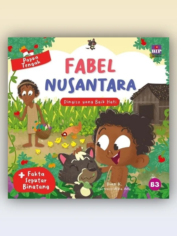 Sampul Seri Fabel Nusantara Papua Tengah: Dingiso yang Baik Hati