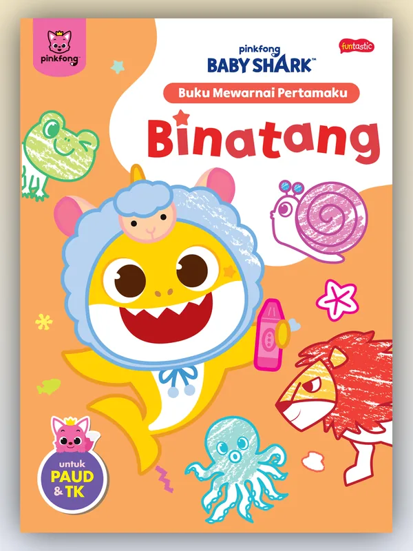 Sampul Pinkfong Baby Shark Buku Mewarnai Pertamaku - Binatang