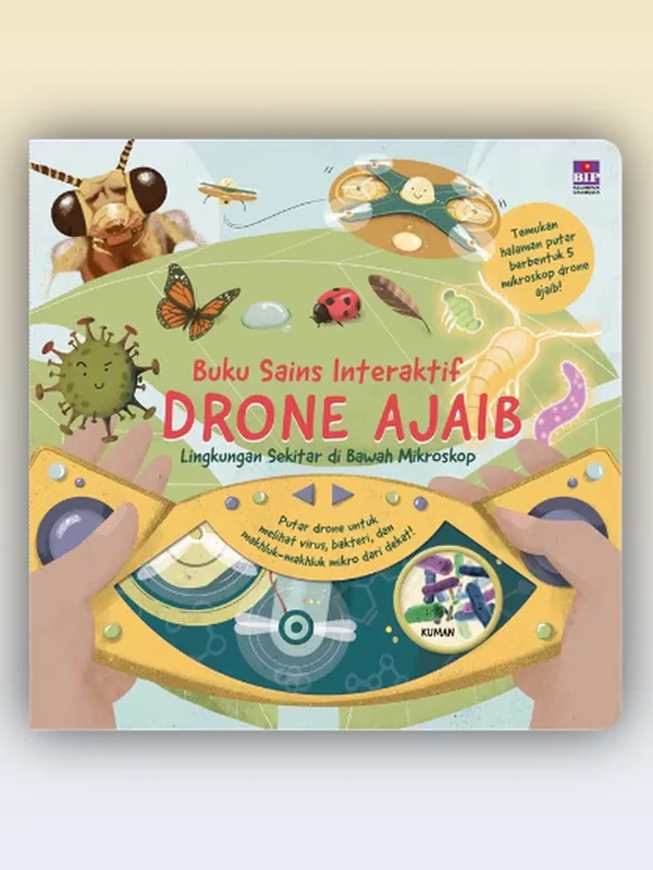 Sampul Buku Sains Interaktif Drone Ajaib: Lingkungan Sekitar di Bawah Mikroskop