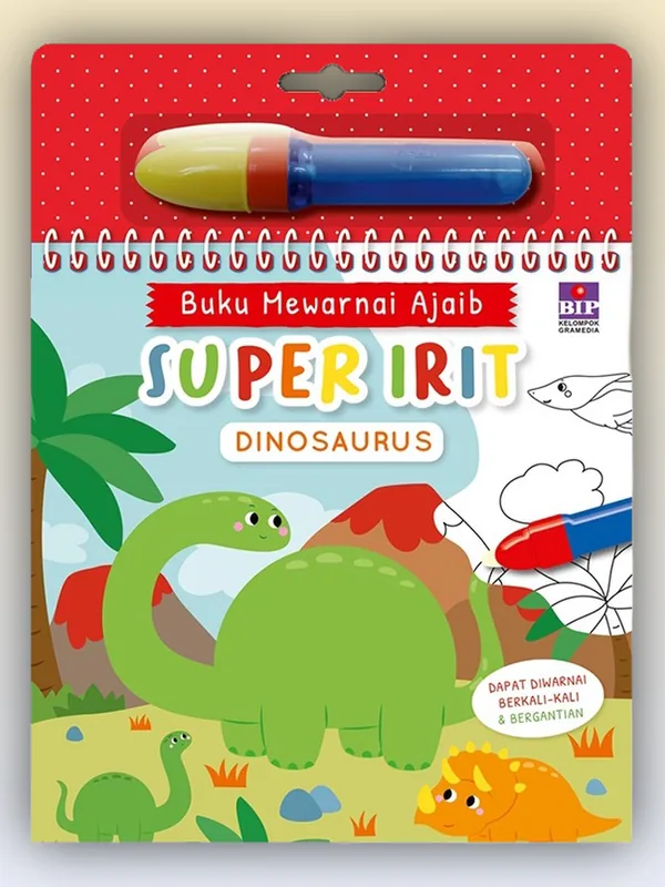 Sampul Buku Mewarnai Ajaib Super Irit: Dinosaurus