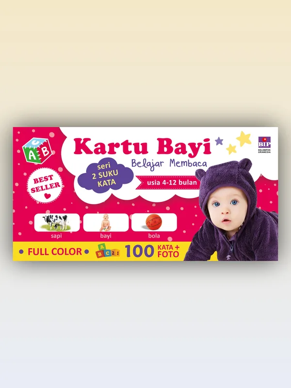 Sampul Kartu Bayi Belajar Membaca Usia 4-12 Bulan