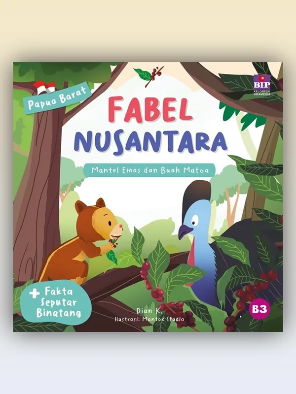 Sampul Seri Fabel Nusantara Papua Barat: Mantel Emas dan Pohon Matoa