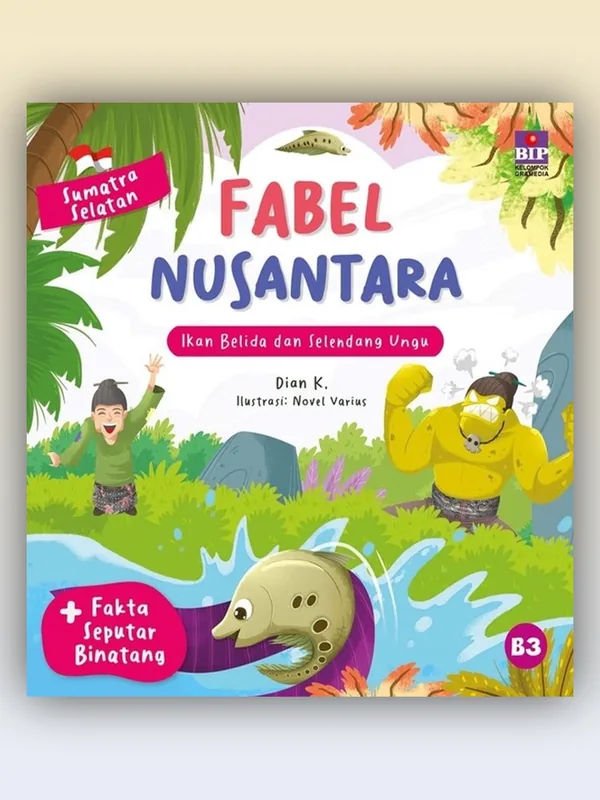Sampul Fabel Nusantara Sumatera Selatan: Ikan Belida dan Selendang Ungu