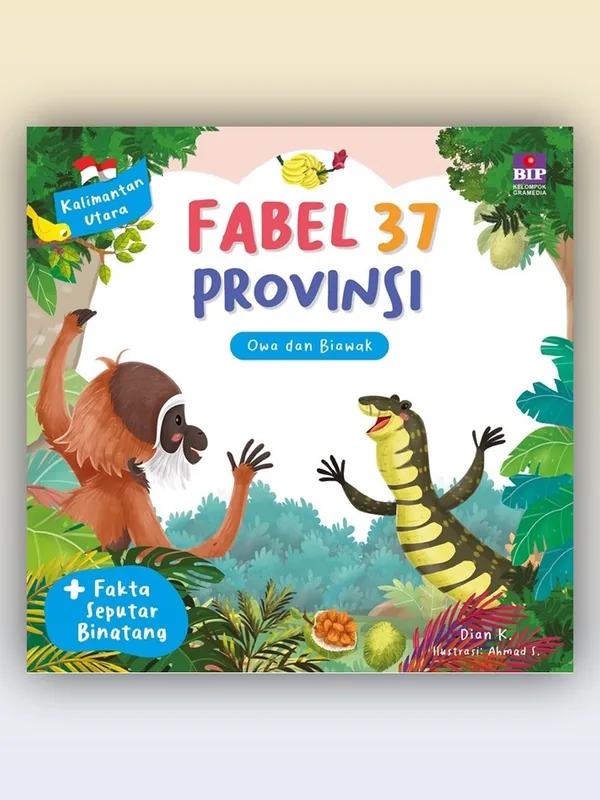 Sampul Fabel 37 Provinsi - Kaltara: Owa dan Biawak