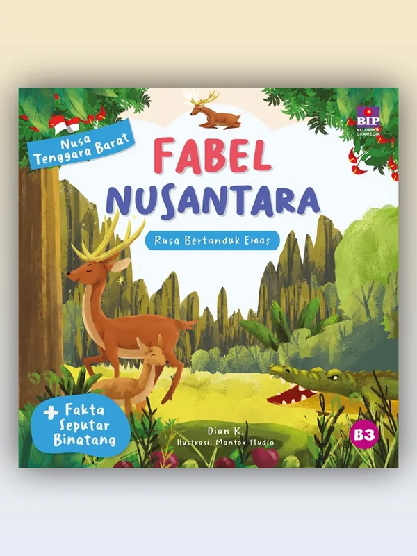 Sampul Fabel Nusantara NTB: Rusa Bertanduk Emas