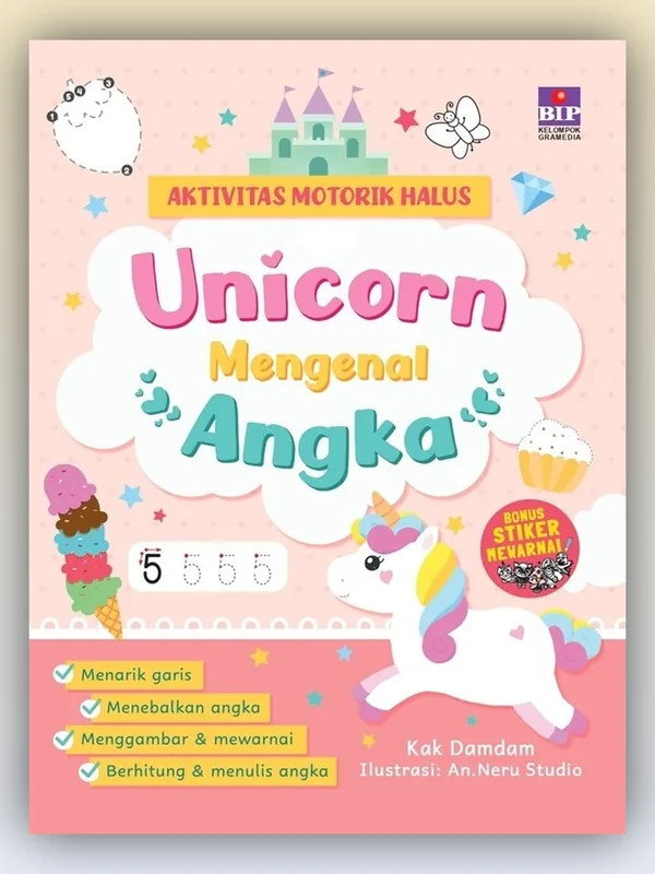 Sampul Aktivitas Motorik Halus: Unicorn Mengenal Angka