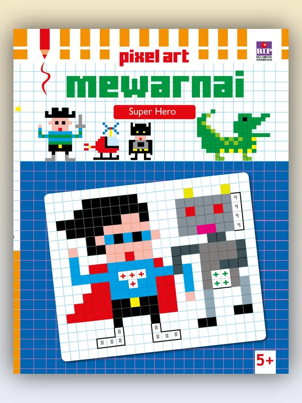 Sampul Pixel Art Mewarnai: Super Hero