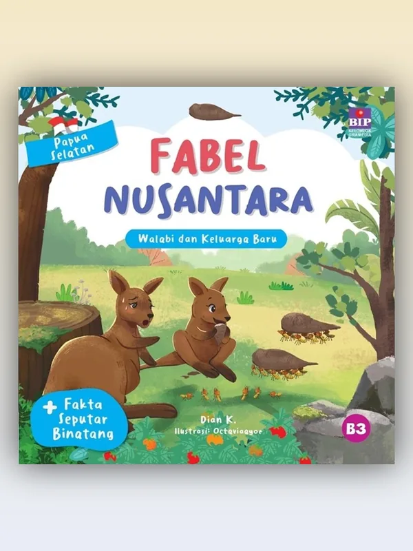 Sampul Seri Fabel Nusantara Papua Selatan: Walabi dan Keluarga Baru