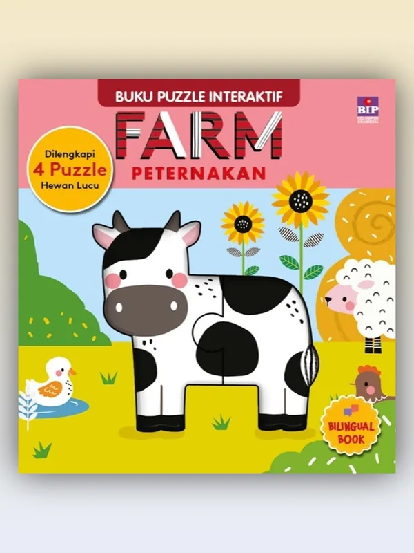 Sampul Buku Puzzle Interaktif: Farm (Peternakan).