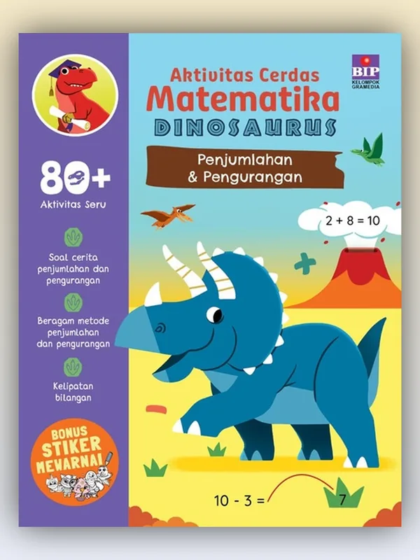 Sampul Aktivitas Cerdas Matematika Dinosaurus: Penjumlahan dan Pengurangan