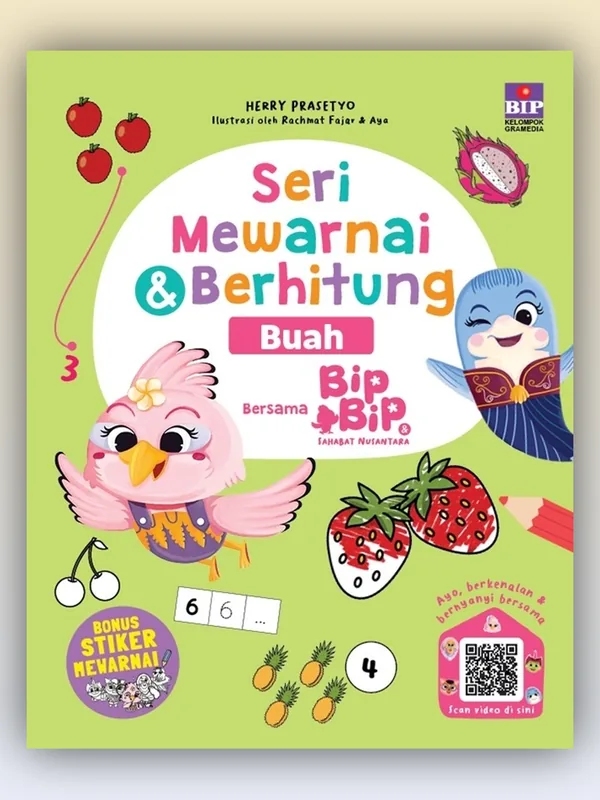 Sampul Buku Seri Mewarnai dan Berhitung: Buah Bersama Bip Bip dan Sahabat Nusantara