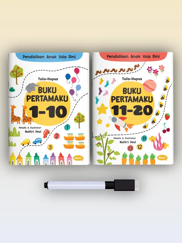 Sampul Tulis Hapus Buku Pertamaku 1-10 & 11-20 (Set), Cover Baru + Spidol Wipe and Clean