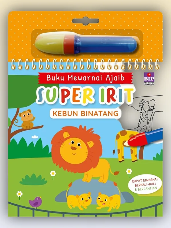 Sampul Buku Mewarnai Ajaib Super Irit: Kebun Binatang